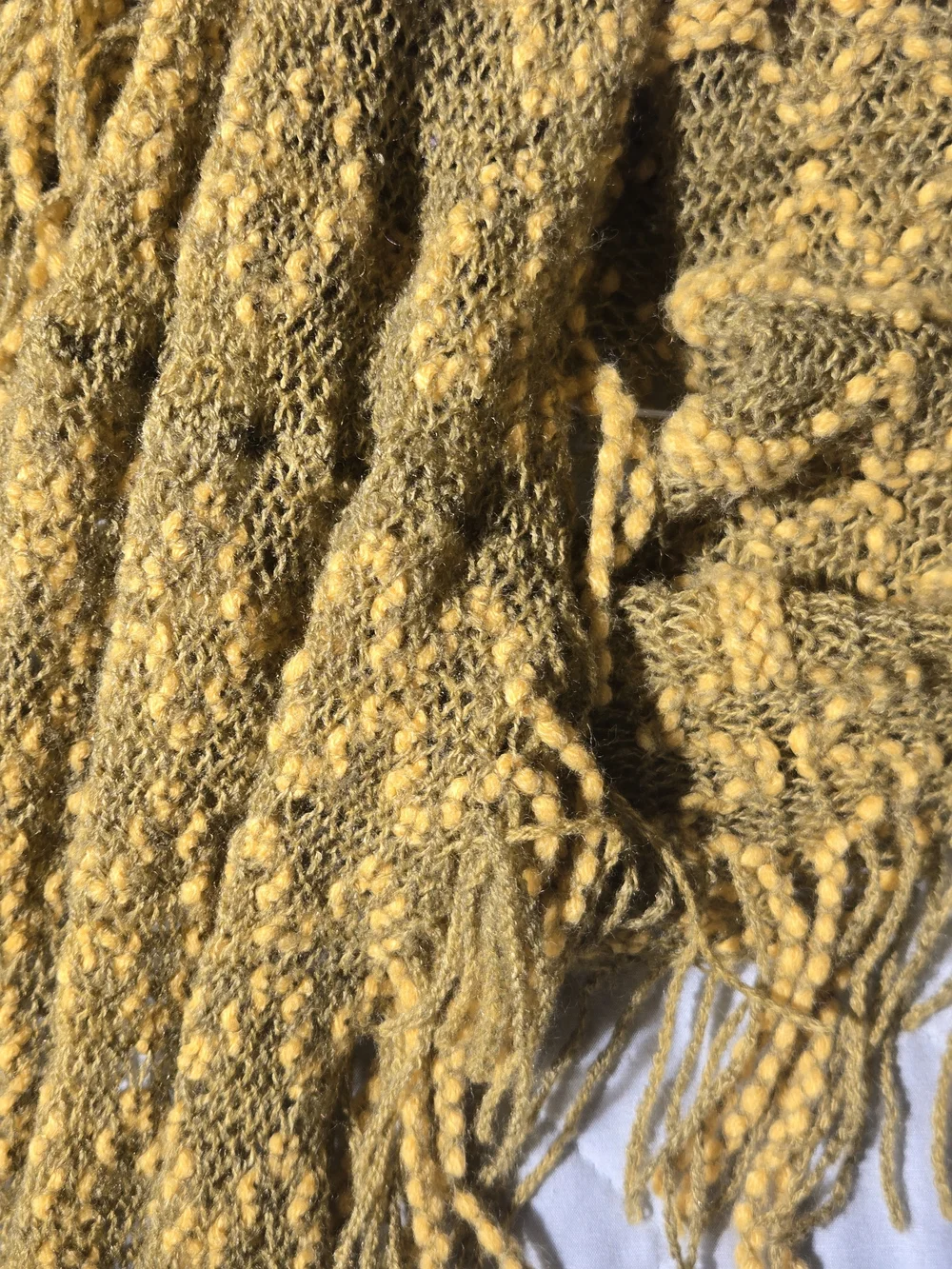 Vintage Chartruese Knit Fringe Scarf - Women Accessories